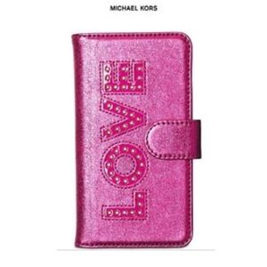 MICHAEL KORS Metallic Leather Folio iPhone Case